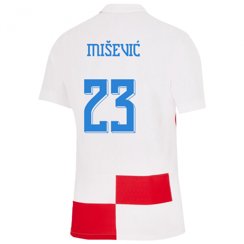 Bambino Maglia Croazia Luigi Misevic #23 Bianco Rosso Kit Gara Home 24-26 Maglietta