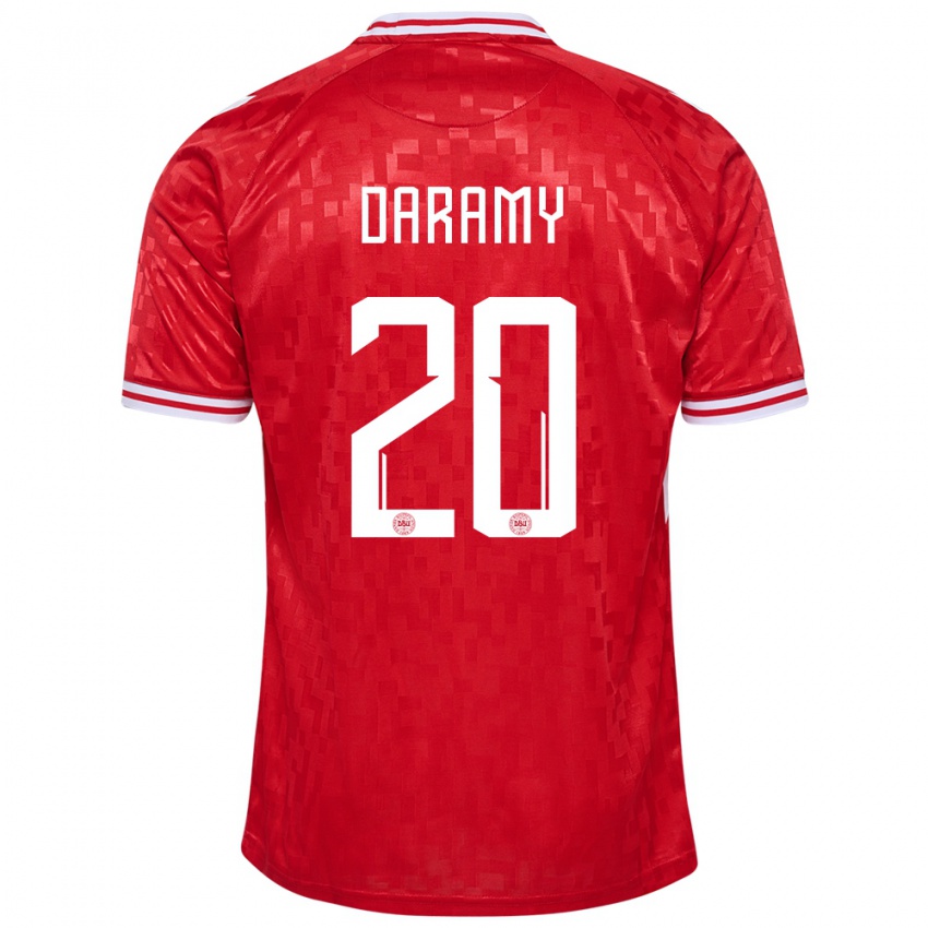 Bambino Maglia Danimarca Mohamed Daramy #20 Rosso Kit Gara Home 24-26 Maglietta