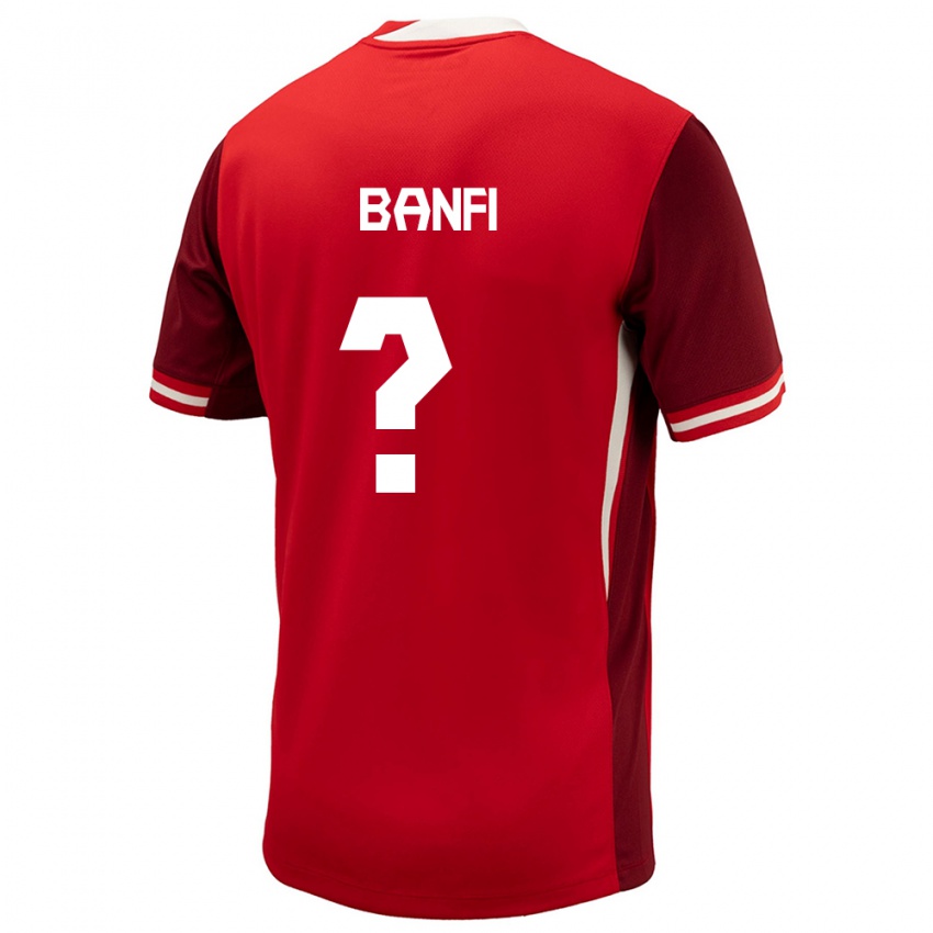 Bambino Maglia Canada Samuel Banfi #0 Rosso Kit Gara Home 24-26 Maglietta