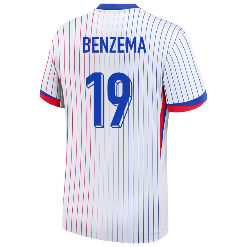 Bambino Maglia Francia Karim Benzema #19 Bianco Kit Gara Away 24-26 Maglietta
