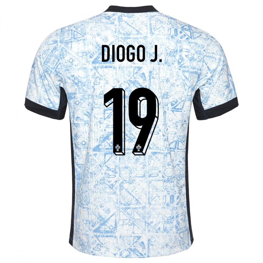 Bambino Maglia Portogallo Diogo Jota #19 Crema Blu Kit Gara Away 24-26 Maglietta