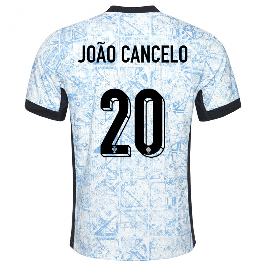 Bambino Maglia Portogallo Joao Cancelo #20 Crema Blu Kit Gara Away 24-26 Maglietta