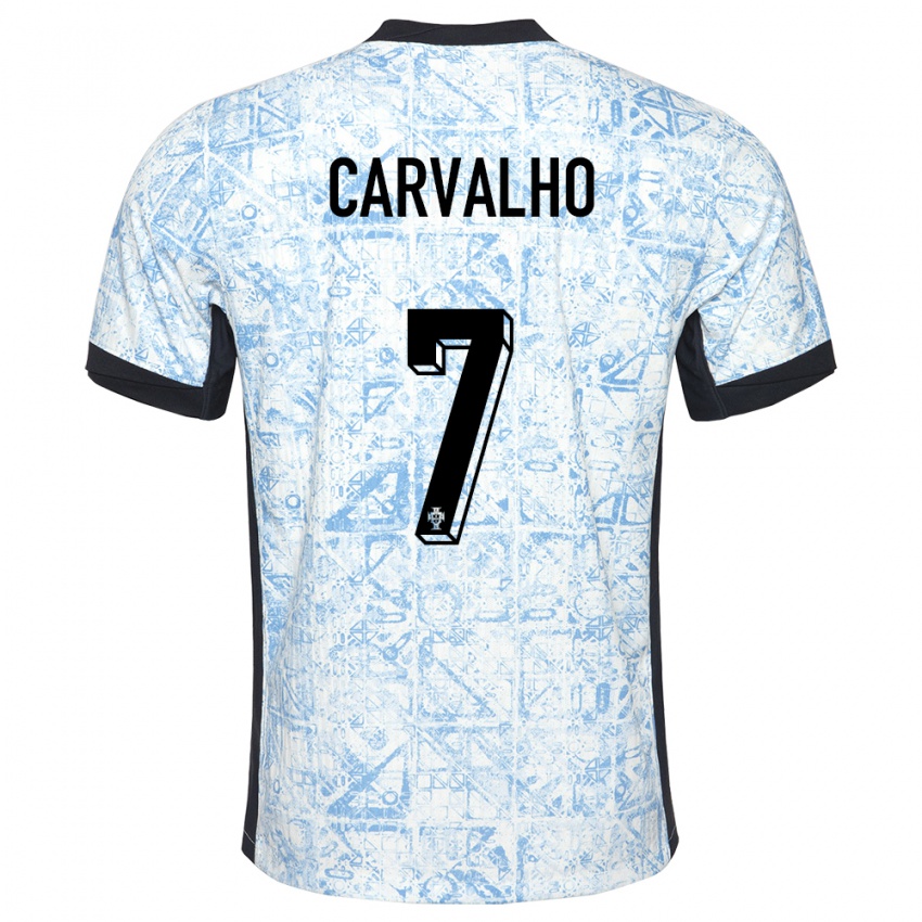 Bambino Maglia Portogallo Fabio Carvalho #7 Crema Blu Kit Gara Away 24-26 Maglietta
