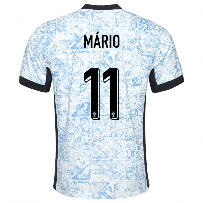 Bambino Maglia Portogallo Joao Mario #11 Crema Blu Kit Gara Away 24-26 Maglietta