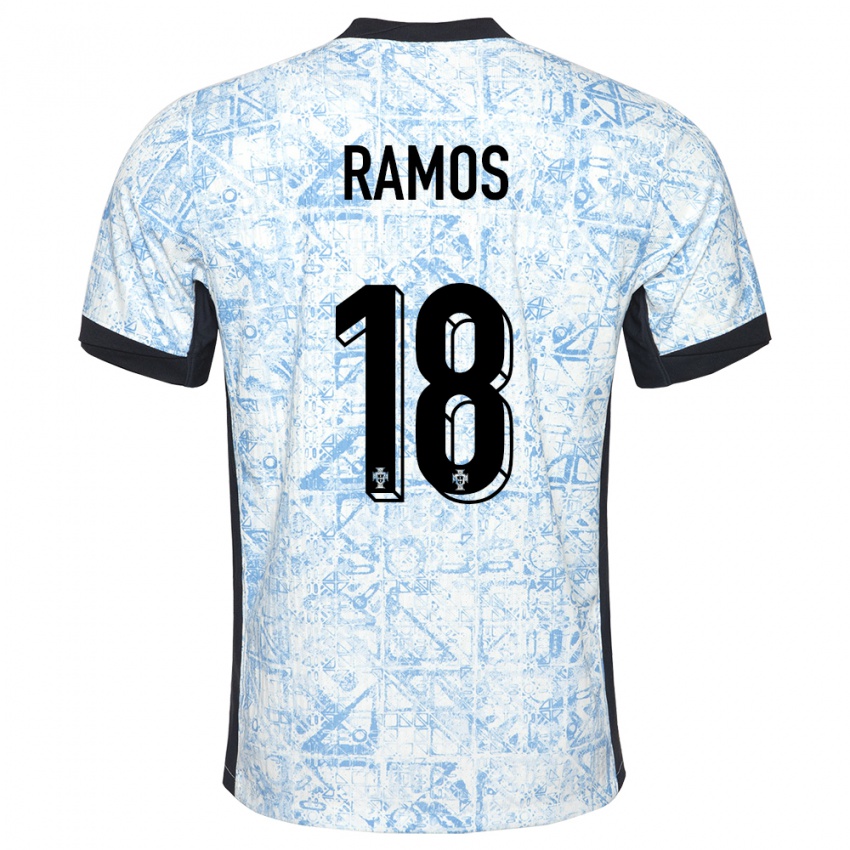 Bambino Maglia Portogallo Goncalo Ramos #18 Crema Blu Kit Gara Away 24-26 Maglietta