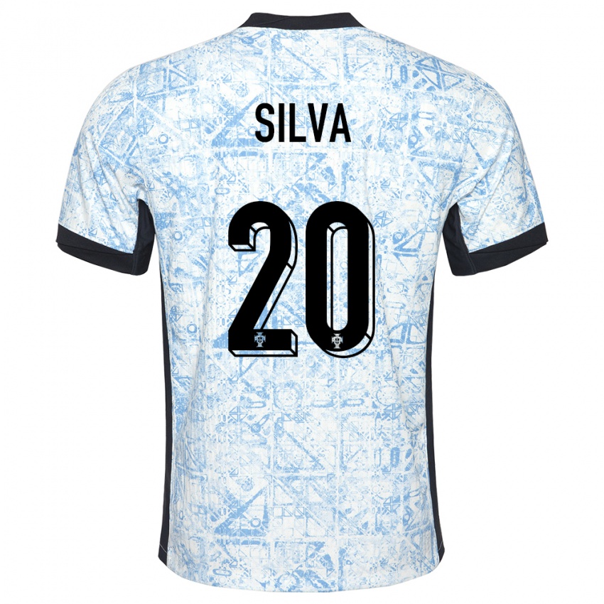 Bambino Maglia Portogallo Fabio Silva #20 Crema Blu Kit Gara Away 24-26 Maglietta