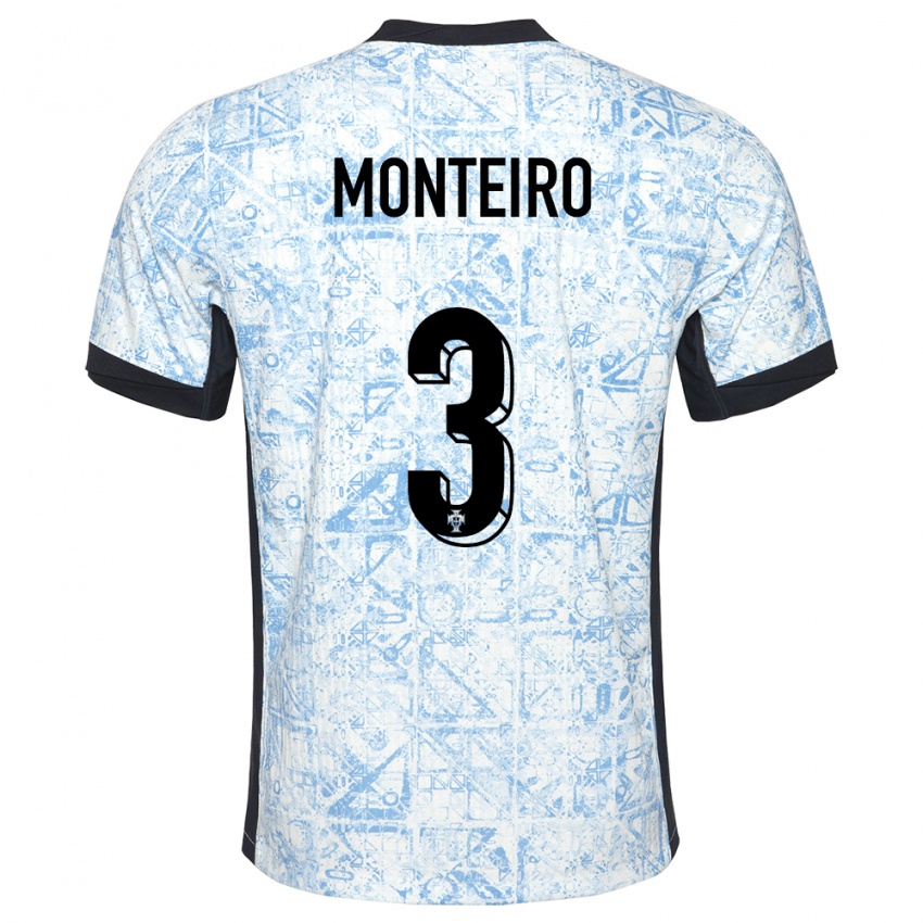 Bambino Maglia Portogallo Diogo Monteiro #3 Crema Blu Kit Gara Away 24-26 Maglietta