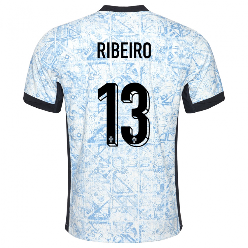Bambino Maglia Portogallo Antonio Ribeiro #13 Crema Blu Kit Gara Away 24-26 Maglietta