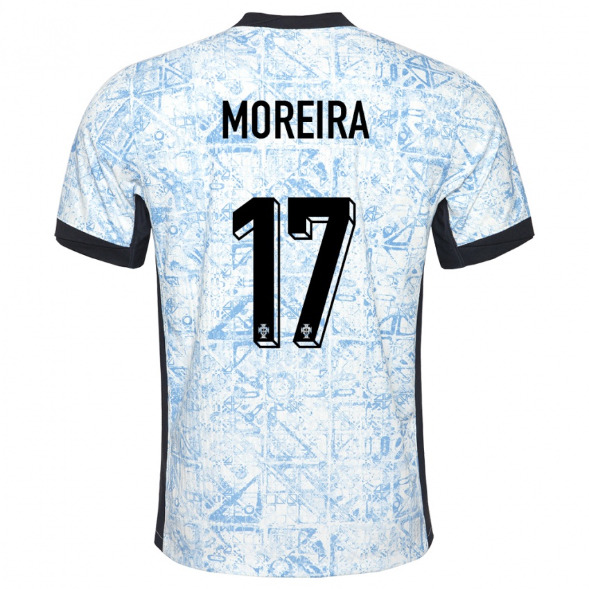 Bambino Maglia Portogallo Afonso Moreira #17 Crema Blu Kit Gara Away 24-26 Maglietta