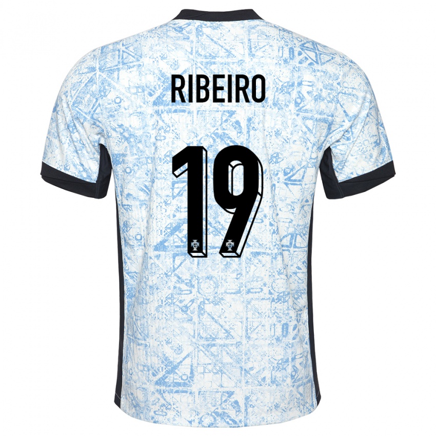 Bambino Maglia Portogallo Rodrigo Ribeiro #19 Crema Blu Kit Gara Away 24-26 Maglietta