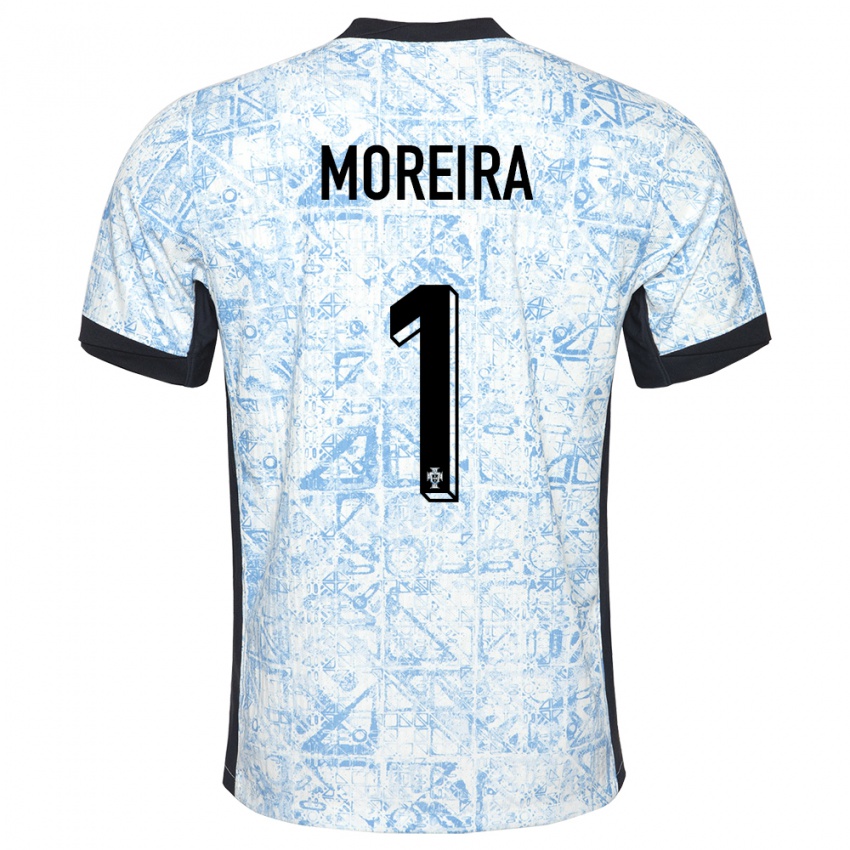 Bambino Maglia Portogallo Andre Moreira #1 Crema Blu Kit Gara Away 24-26 Maglietta