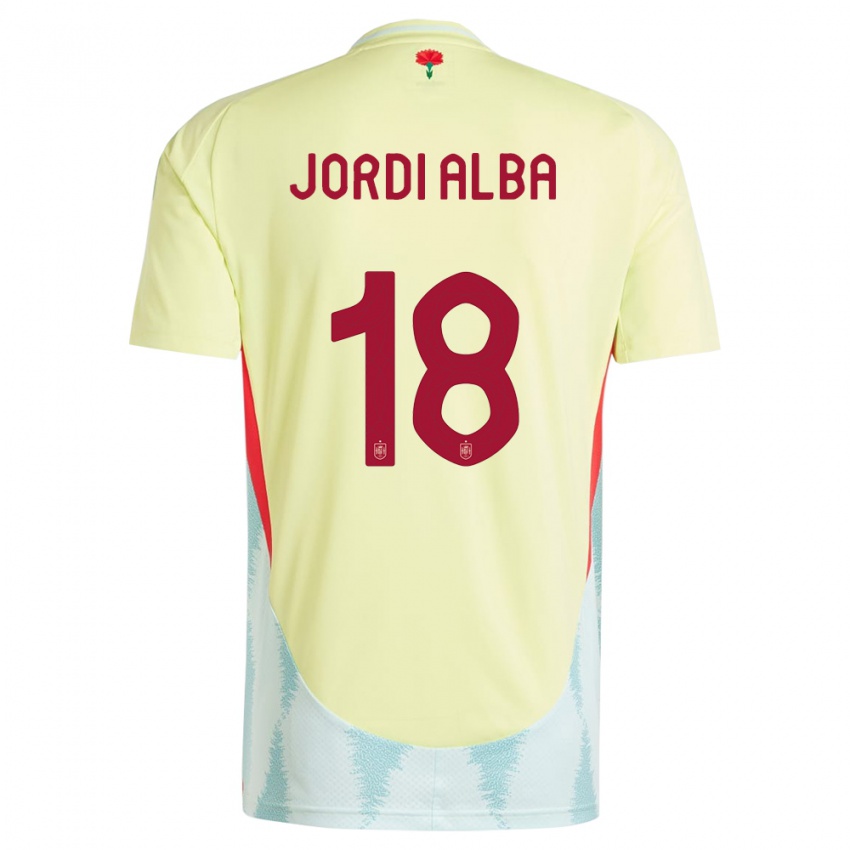 Bambino Maglia Spagna Jordi Alba #18 Giallo Kit Gara Away 24-26 Maglietta