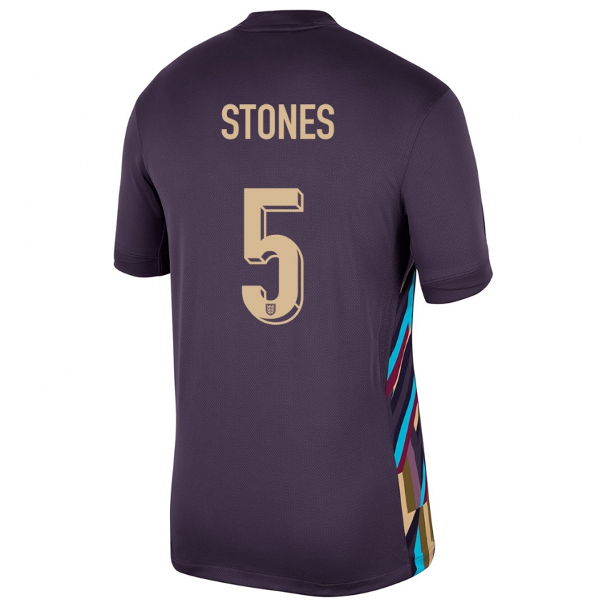 Bambino Maglia Inghilterra John Stones #5 Uvetta Scura Kit Gara Away 24-26 Maglietta