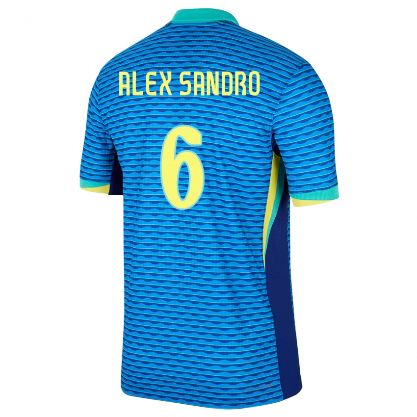 Bambino Maglia Brasile Alex Sandro #6 Blu Kit Gara Away 24-26 Maglietta