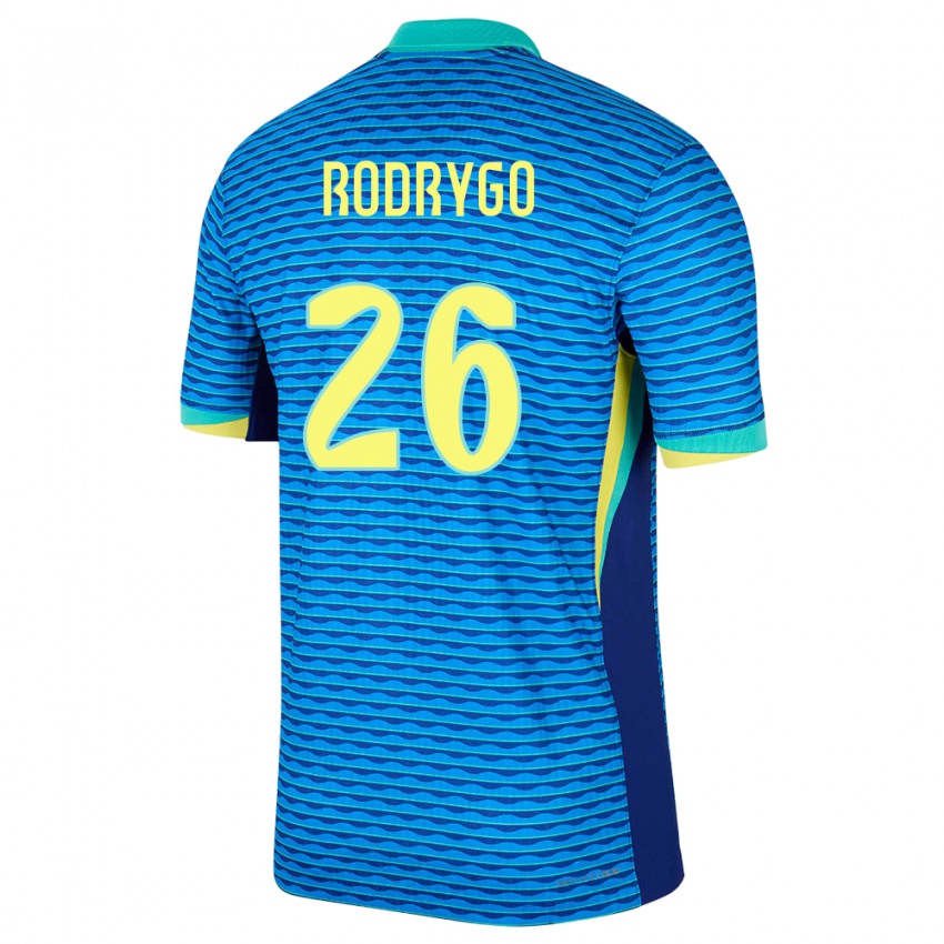 Bambino Maglia Brasile Rodrygo #26 Blu Kit Gara Away 24-26 Maglietta