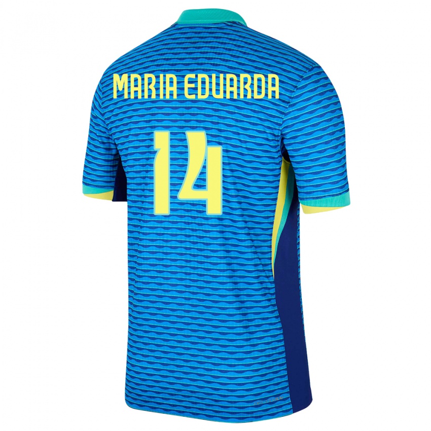 Bambino Maglia Brasile Maria Eduarda #14 Blu Kit Gara Away 24-26 Maglietta