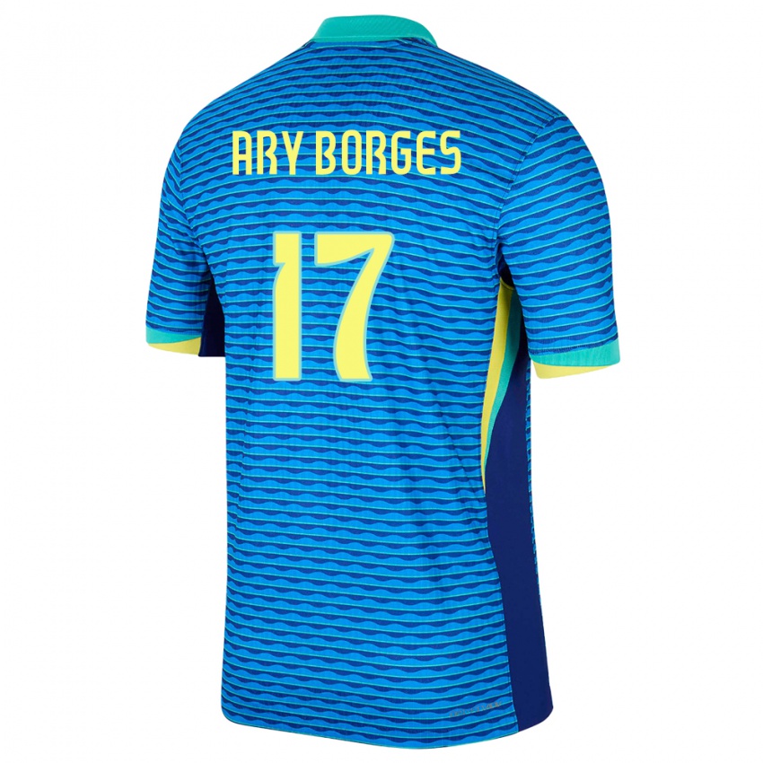 Bambino Maglia Brasile Ary Borges #17 Blu Kit Gara Away 24-26 Maglietta