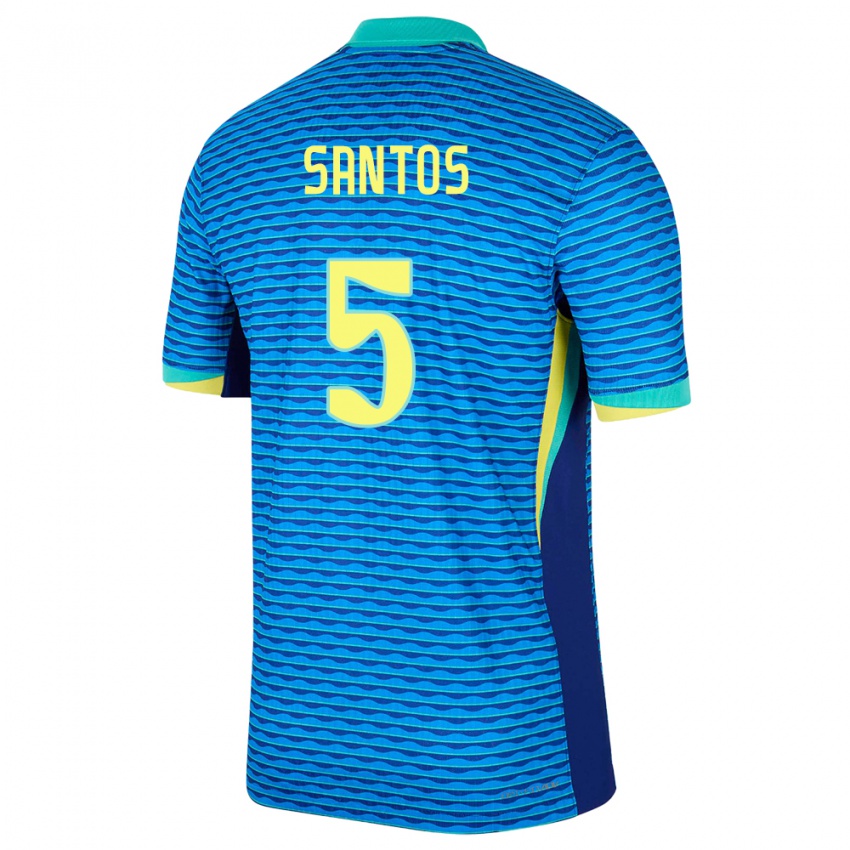 Bambino Maglia Brasile Andrey Santos #5 Blu Kit Gara Away 24-26 Maglietta