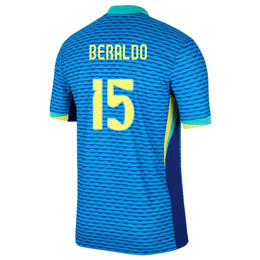 Bambino Maglia Brasile Lucas Beraldo #15 Blu Kit Gara Away 24-26 Maglietta