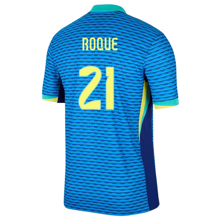 Bambino Maglia Brasile Vitor Roque #21 Blu Kit Gara Away 24-26 Maglietta