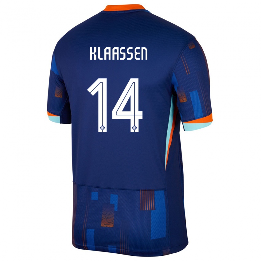 Bambino Maglia Paesi Bassi Davy Klaassen #14 Blu Kit Gara Away 24-26 Maglietta