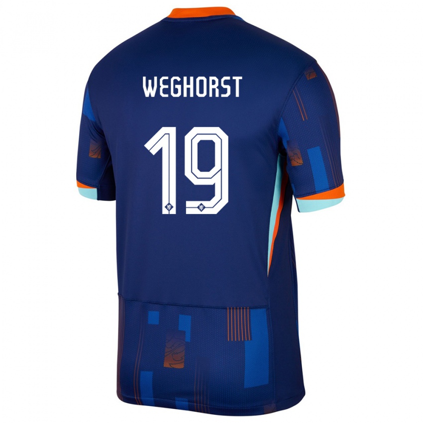 Bambino Maglia Paesi Bassi Wout Weghorst #19 Blu Kit Gara Away 24-26 Maglietta
