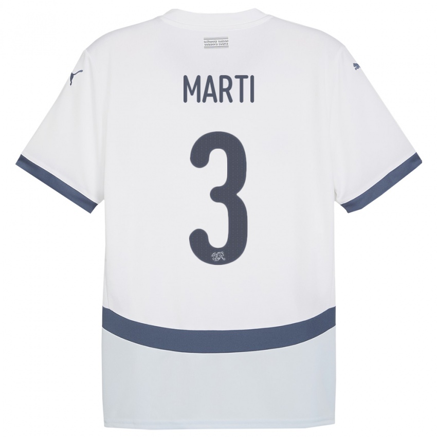 Bambino Maglia Svizzera Lara Marti #3 Bianco Kit Gara Away 24-26 Maglietta
