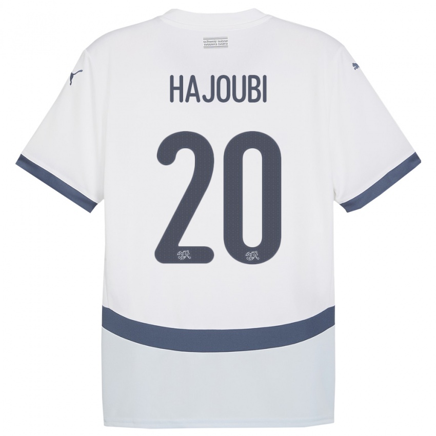 Bambino Maglia Svizzera Amin Hajoubi #20 Bianco Kit Gara Away 24-26 Maglietta