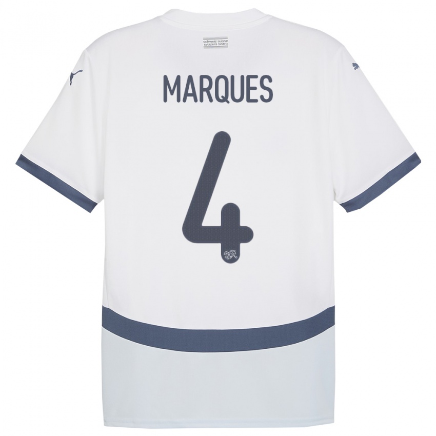 Bambino Maglia Svizzera Christian Marques #4 Bianco Kit Gara Away 24-26 Maglietta