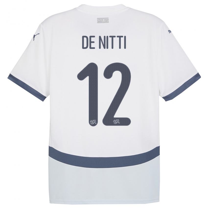 Bambino Maglia Svizzera Gianni De Nitti #12 Bianco Kit Gara Away 24-26 Maglietta