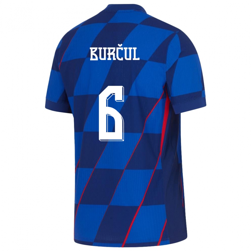 Bambino Maglia Croazia Bruno Burcul #6 Blu Kit Gara Away 24-26 Maglietta