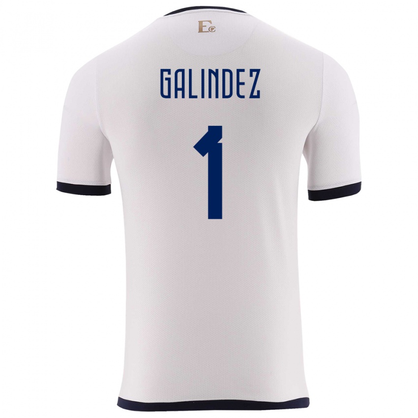 Bambino Maglia Ecuador Hernan Galindez #1 Bianco Kit Gara Away 24-26 Maglietta