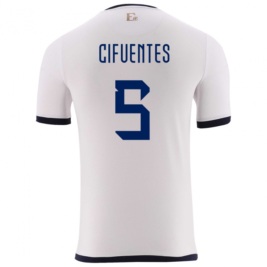 Bambino Maglia Ecuador Jose Cifuentes #5 Bianco Kit Gara Away 24-26 Maglietta