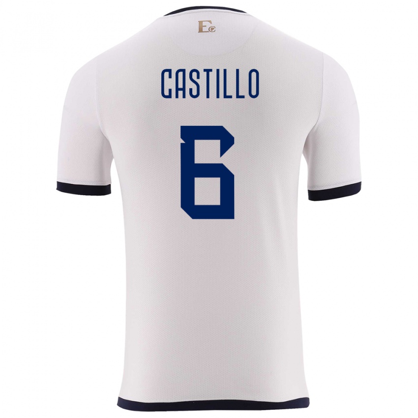 Bambino Maglia Ecuador Byron Castillo #6 Bianco Kit Gara Away 24-26 Maglietta
