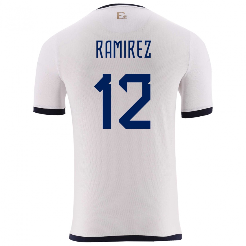 Bambino Maglia Ecuador Moises Ramirez #12 Bianco Kit Gara Away 24-26 Maglietta