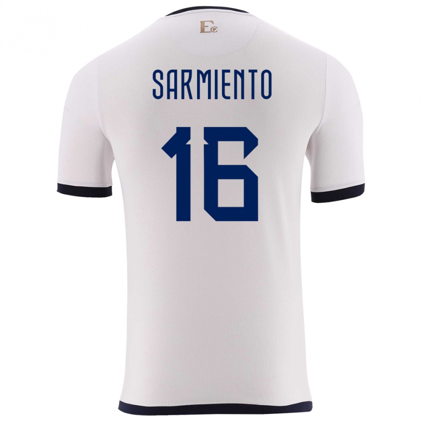 Bambino Maglia Ecuador Jeremy Sarmiento #16 Bianco Kit Gara Away 24-26 Maglietta