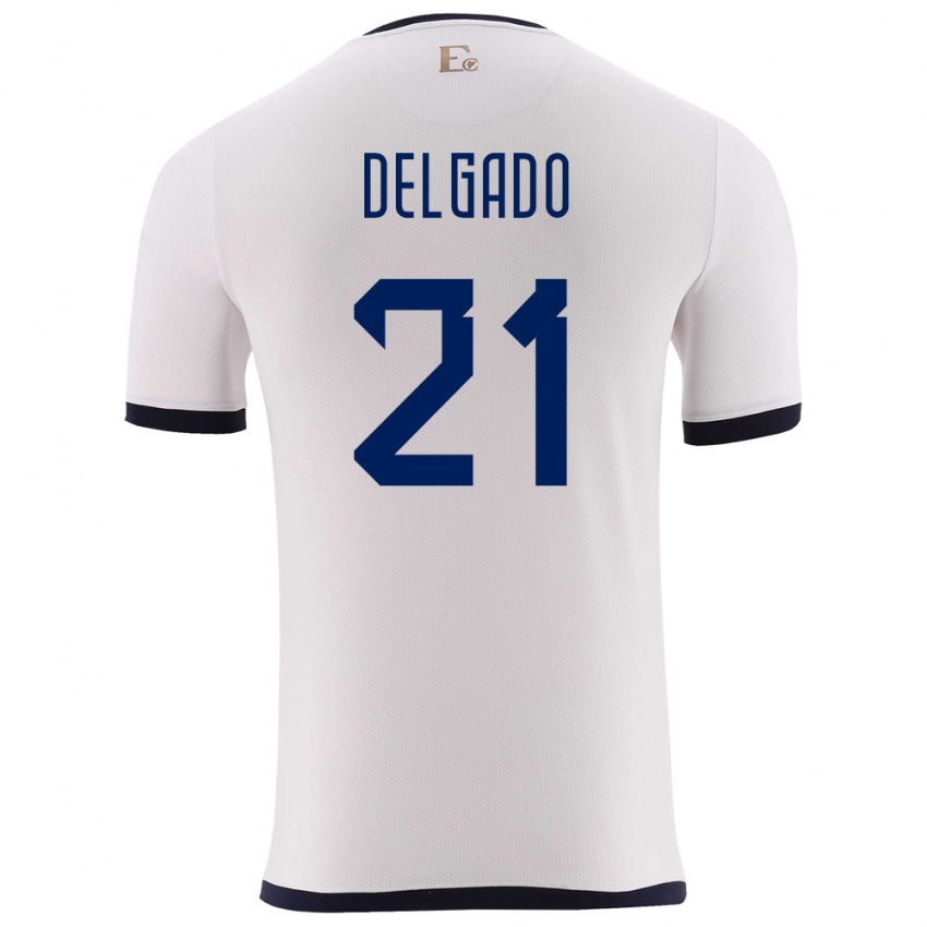 Bambino Maglia Ecuador Patrickson Delgado #21 Bianco Kit Gara Away 24-26 Maglietta