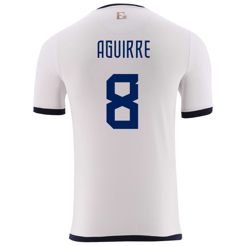Bambino Maglia Ecuador Marthina Aguirre #8 Bianco Kit Gara Away 24-26 Maglietta