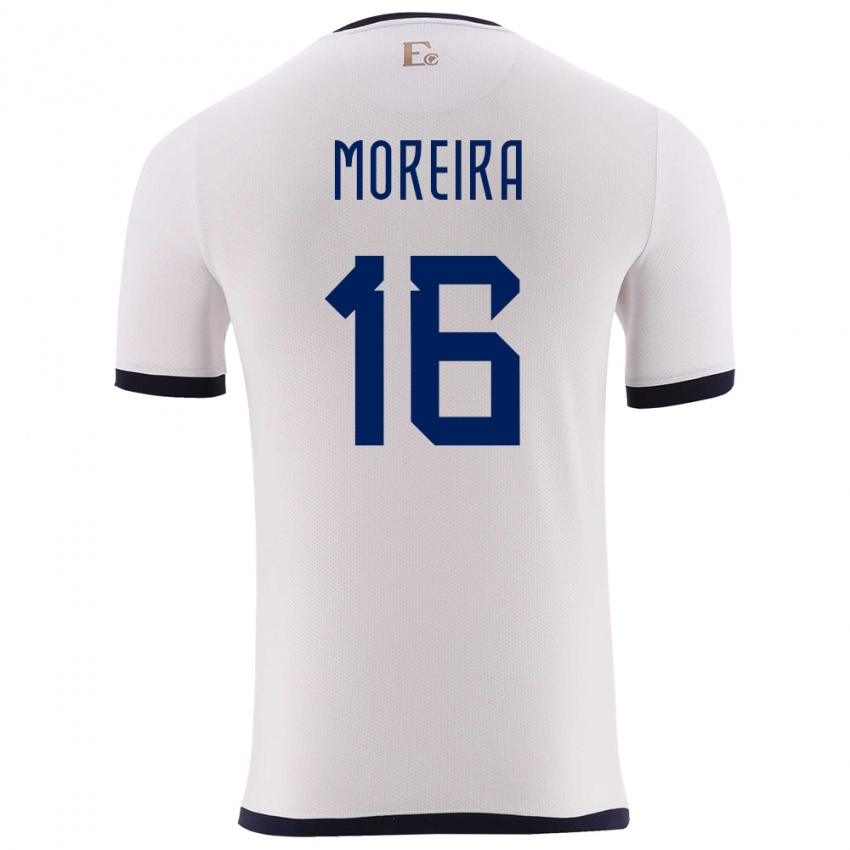 Bambino Maglia Ecuador Ligia Moreira #16 Bianco Kit Gara Away 24-26 Maglietta