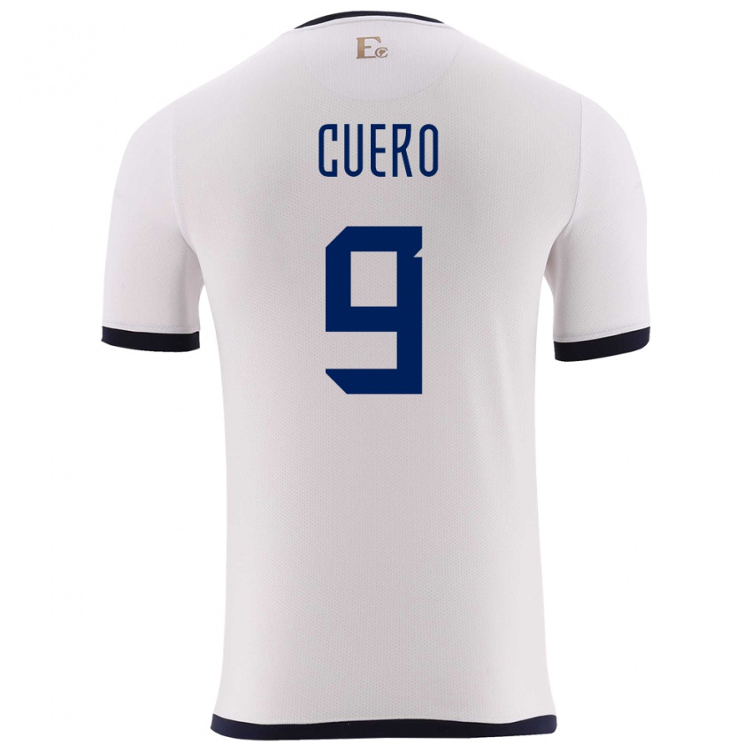 Bambino Maglia Ecuador Justin Cuero #9 Bianco Kit Gara Away 24-26 Maglietta
