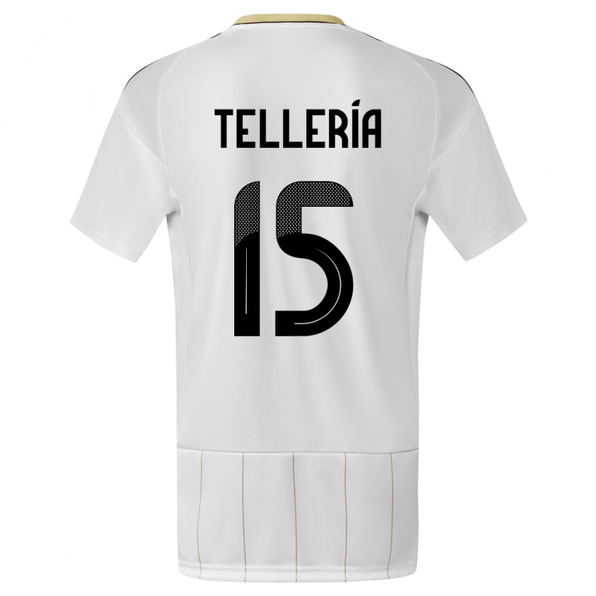 Bambino Maglia Costa Rica Jostin Telleria #15 Bianco Kit Gara Away 24-26 Maglietta