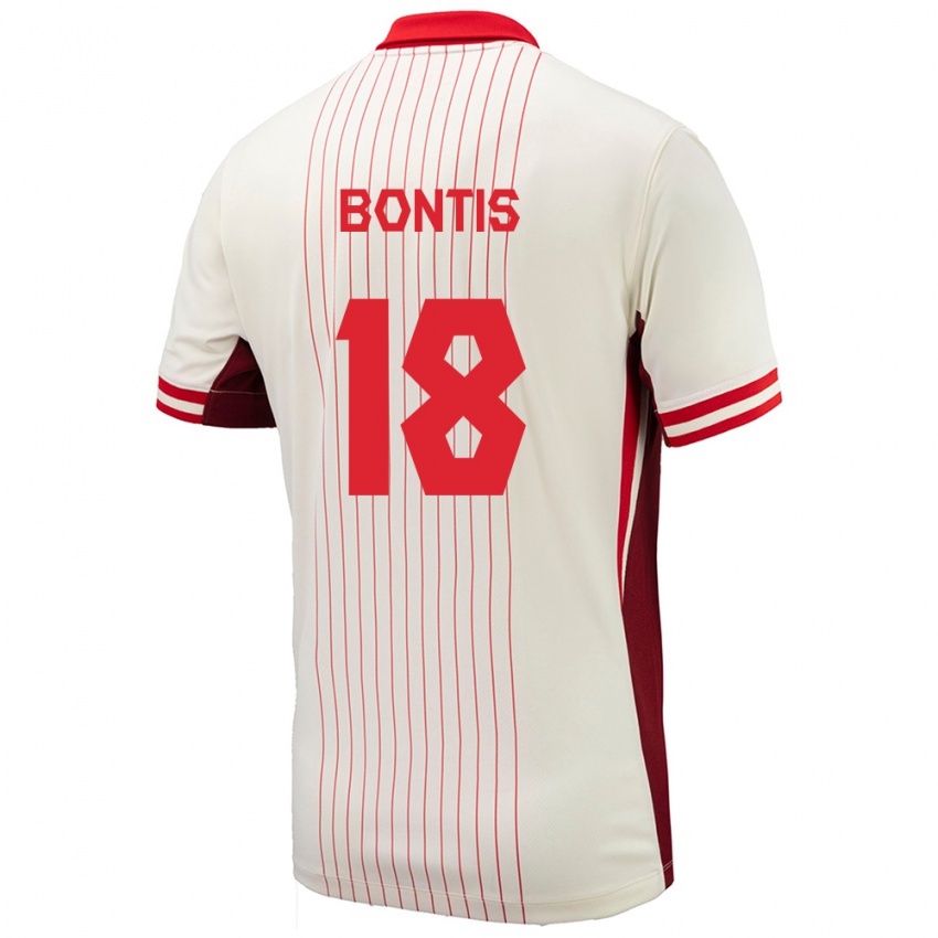 Bambino Maglia Canada Dino Bontis #18 Bianco Kit Gara Away 24-26 Maglietta