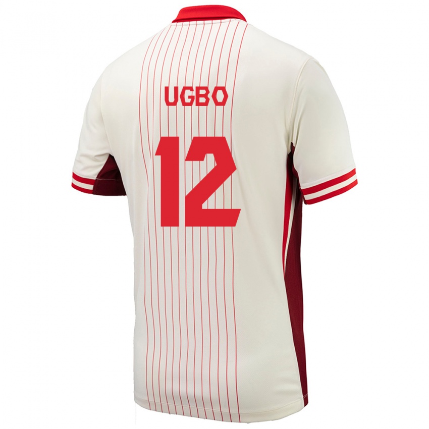 Bambino Maglia Canada Ike Ugbo #12 Bianco Kit Gara Away 24-26 Maglietta