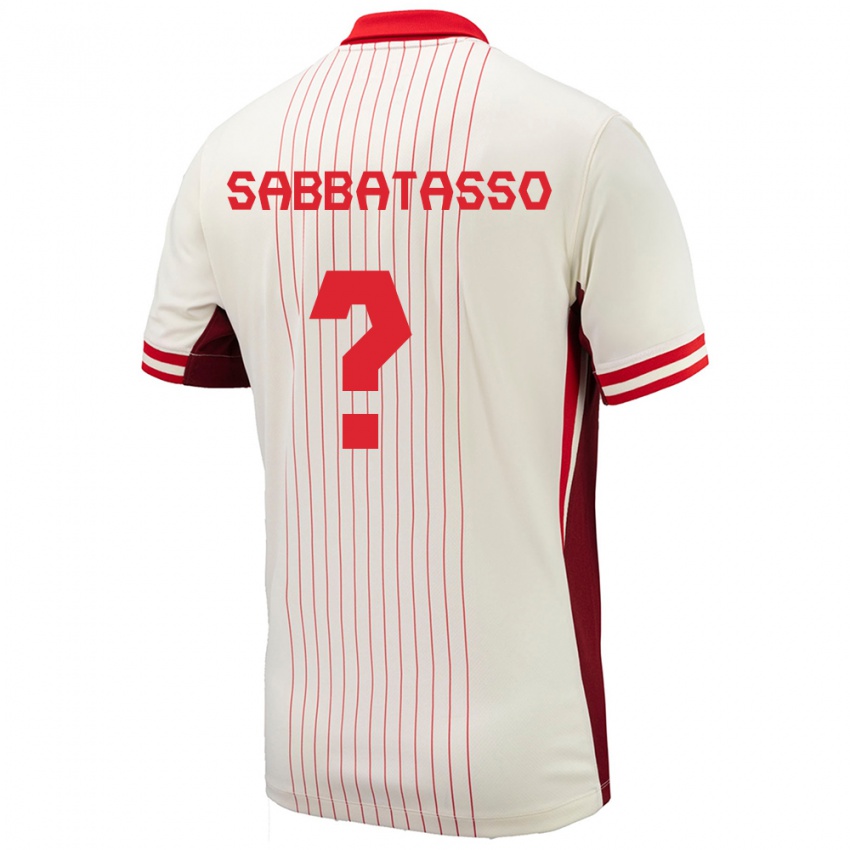 Bambino Maglia Canada Jeronimo Sabbatasso #0 Bianco Kit Gara Away 24-26 Maglietta