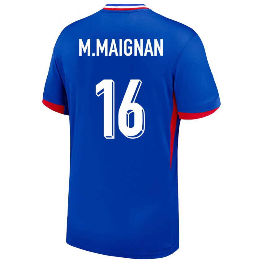 Uomo Maglia Francia Mike Maignan #16 Blu Kit Gara Home 24-26 Maglietta