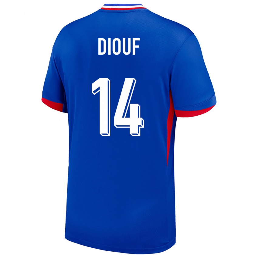 Uomo Maglia Francia Andy Diouf #14 Blu Kit Gara Home 24-26 Maglietta