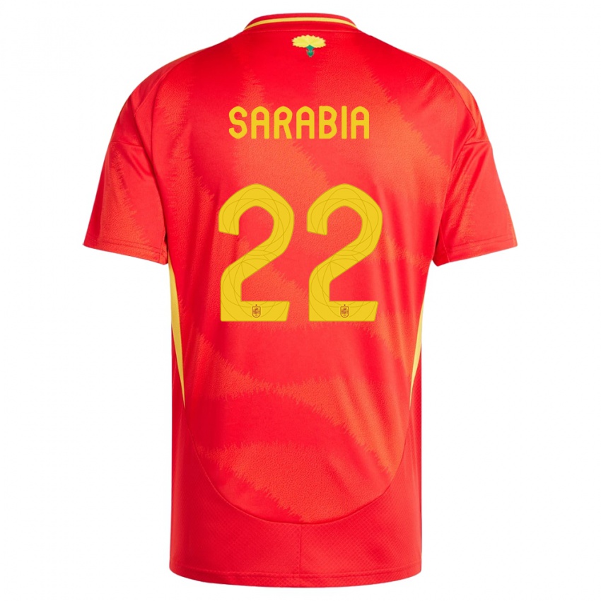Uomo Maglia Spagna Pablo Sarabia #22 Rosso Kit Gara Home 24-26 Maglietta
