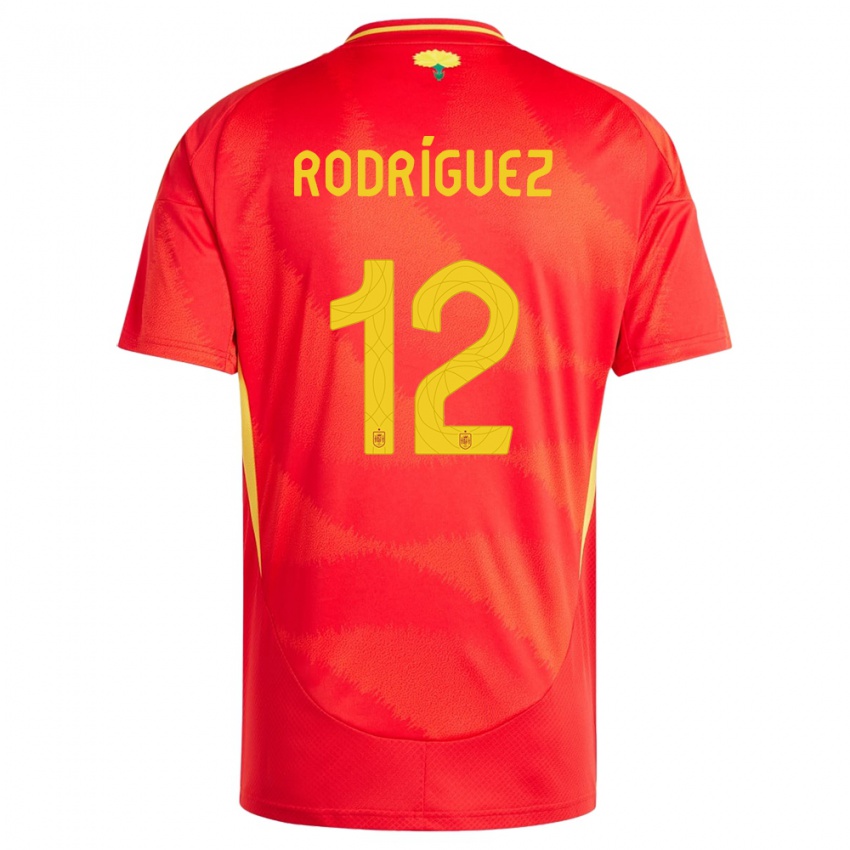 Uomo Maglia Spagna Lucia Rodriguez #12 Rosso Kit Gara Home 24-26 Maglietta