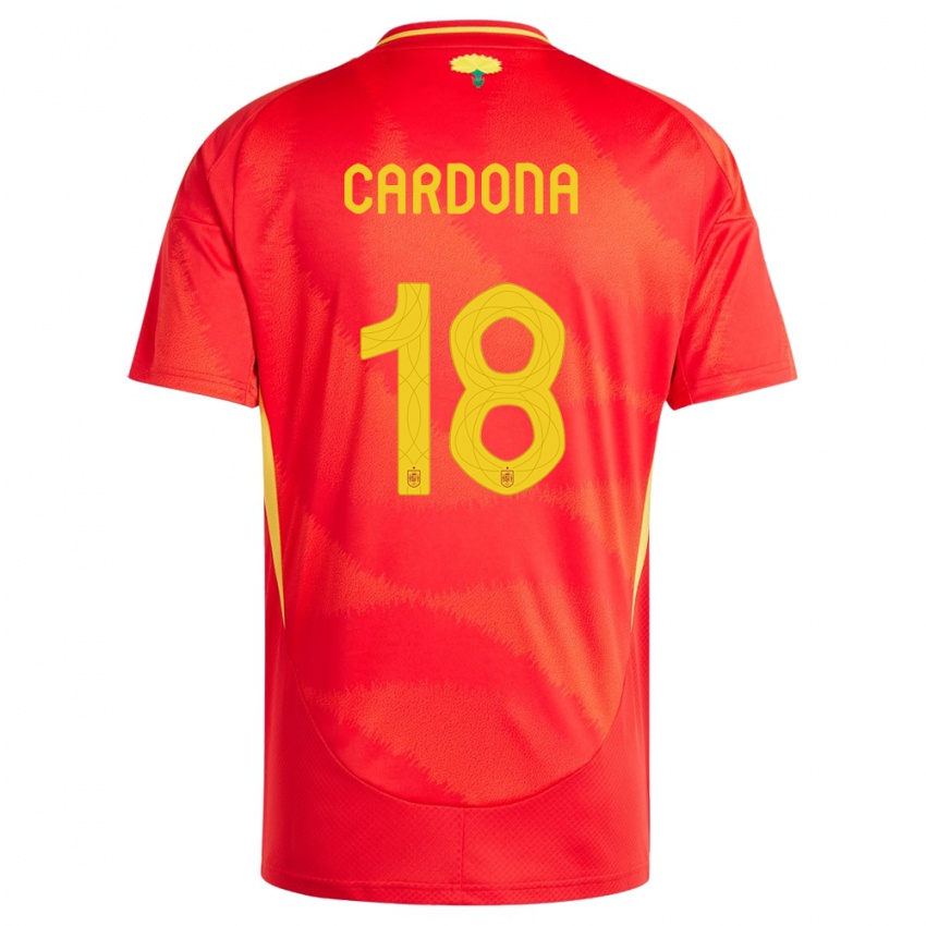 Uomo Maglia Spagna Marta Cardona #18 Rosso Kit Gara Home 24-26 Maglietta
