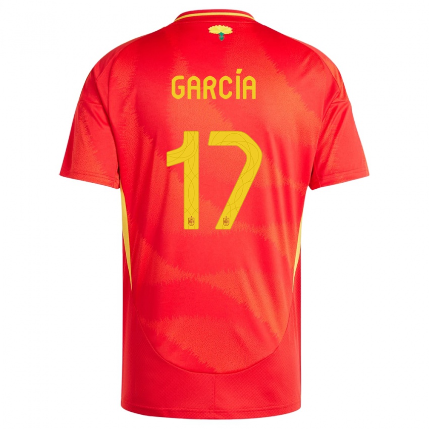 Uomo Maglia Spagna Lucia Garcia #17 Rosso Kit Gara Home 24-26 Maglietta